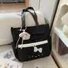 Bolsa de Lona de Dibujos Animados Linda para Mujer, Bolso de Hombro Cruzado de Gran Capacidad, Bolso de Mano Ligero, Bolsa para Clase de Estudiantes, Versátil para el Viaje Diario