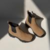 Botas Chelsea Outdoor de Couro Nobuck Outono/Inverno 2025 Slip-On Bico Redondo Solado Esportivo Ventilação Quadriculada