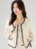 Traje de Chaqueta de Moda Blanco y Negro Estilo Chanel de Alta Costura Francesa 15549 Chaleco 15550 Falda 15551
