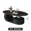 Mesa de centro ovalada de roca de lujo ligero estilo italiano para salas de estar pequeñas, diseño minimalista de mesa de té para el hogar con un toque de alta gama