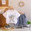Conjunto de Verano para Niños 2025 Nuevo Dibujos Animados Manga Corta Pantalones Cortos Conjunto de Dos Piezas Venta al por Mayor