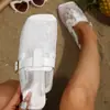 Sandalias elegantes de talla grande para mujer, listas para una cita, con hebilla brillante, sin cordones, punta abierta y suela plana