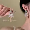 Caminhada à Beira-Mar ~ Estilo Férias de Início de Primavera Brincos de Flor Trançada Moda de Luxo Leve da Indústria Pesada Brincos com Lantejoulas e Franjas