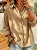 2026 Ropa de Otoño e Invierno Transfronteriza Europea y Americana Nueva Camisa Chaqueta de Pana Casual Holgada Gruesa de Manga Larga para Mujer con Rayas y Cuello de Solapa