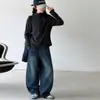 Conjunto de outono para meninas 2026 novo estilo coreano cardigã simples com zíper e calça jeans com corte curvo conjunto de duas peças