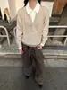 Suéter retrô estilo old money, estilo marroquino, falso duas peças, com lapela, para homens, caimento solto, vibe de alta qualidade, suéter de trança