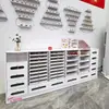 Armário de Armazenamento para Esmaltes e Géis, Armário de Exibição de Produtos para Salão de Cílios e Unhas com Bancada Integrada Estilo Gaveta