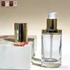 Botella Ovalada de Loción de 30 ml en Stock Listo, Botella para Base Tipo Presión, Botella Dispensadora de Esencia, Botella de Vidrio, Material de Empaque Cosmético