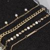 Joyería transfronteriza de venta caliente europea y americana pulsera geométrica redonda simple pulsera con colgante de perla pulsera apilada multicapa traje