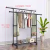 Estante para Secar Ropa de Pie Yaruifan con Doble Barra Telescópica, Altura Ajustable, Carrito Móvil para Ropa, Diseño Reforzado y Simple