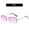 Nuevas Gafas de Sol de Moda Europea y Americana sin Montura, con Acabado de Recorte, Cuadradas, Degradadas Multicolor, para Mujer, Gafas de Sol de Moda Transfronteriza