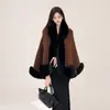 Estilo Nuevo de Invierno Chaleco Qipao Grande con Cuello de Piel Chaleco de Punto Cálido de Lana Capa de Piel Sintética para Noche