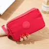 Bolsa de moedas de mão de tecido estilo coreano feminina longa e elegante com zíper de três camadas grande capacidade tela grande bolsa para chave de celular