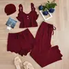 Camisola, Shorts, Pantalones Largos, Set de Gorro de Ducha, Pijama, Ropa de Casa Ajustada para Mujer, Pijamas para Mujer al por Mayor