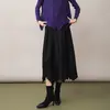 Saia Midi Irregular para Mulheres, Cintura Alta, Emagrecedora, Versátil, Design Único, Saia de Outono Estilo Miyake