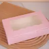 Caja de Embalaje para Postres de Cupcakes de Cartón Blanco con Ventana Rectangular Transfronteriza Caja de Embalaje de Papel Kraft para Repostería