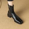 Botines Cortos de Tacón Grueso y Punta Cuadrada para Mujer 2026 Otoño e Invierno Nuevos Botas Delgadas de Moda Elásticas Estilo Británico Botas Martin de Moda Versátiles
