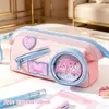Estojo de lápis fofo com cordão, grande capacidade, estojo de lápis de nicho, caixa de papelaria de alta estética para meninas do ensino fundamental, presente de volta às aulas