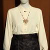 "Loto" Vestido Largo de Cara de Caballo Estilo Chino Nuevo Guirnaldas Collar Espalda Borla Nube Retro Accesorios Estilo Nacional