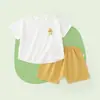 Traje de manga corta para bebé y niños en verano, conjunto informal de dos piezas para niñas, ropa nueva para bebés niños, pantalones cortos, ropa de verano