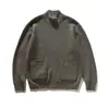 Ropa Vintage 25 Otoño/Invierno Nuevo Japonés Retro Simple Color Sólido Suéter con Bolsillo Chaqueta Cardigan con Cremallera y Cuello Alto para Hombre