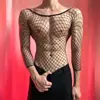 Lencería sexy Lubai para hombre, body de malla hueca negra tipo red para diversión, uniforme jacquard seductor estilo abstinencia