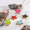 Venta Caliente Transfronteriza Acero Inoxidable Colorido Gota de Aceite Textura Plisada Estrella de Cinco Puntas Joyería Accesorios DIY Collar Pendientes Colgante