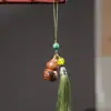 Sándalo verde ébano talla en madera Patrón de martillo A Dai Gourd de gato loto cadena para teléfono móvil colgante llavero colgante de fragancia para coche