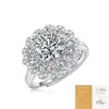 Anillo Auténtico de Moissanita Jiuzuan, Lujo Ligero Quilate Seis Garras Plata S925 No se Desvanece Anillo Ajustable para Mujeres