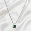Moda Japonesa y Coreana Transfronteriza Cadena Sencilla Trenzada de Acero Inoxidable con Cristal Cuadrado para Clavícula Colgante Cuadrado de Diamante Collar Fabricante Venta al por Mayor