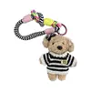 Suéter Rayado de Dibujos Animados Llavero de Cachorro Muñeca Poodle Linda Colgante Adorable para Bolso Accesorio Creativo Regalo