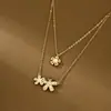 Cadena de Clavícula Elegante con Zirconia Microincrustada Galvanizada en Oro Real Diseño de Nicho Femenino Cadena para el Cuello Versátil Collar de Pétalo de Margarita Pequeña
