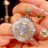 Estilo Novo Outono e Inverno Zhuangshengsheng Joias Base de Cobre Banhada a Ouro Corte Rosa Diamante Branco Elegante Acessível Luxo Conjunto para Mulheres 14-10mm