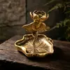 Venta directa de fábrica de quemador de incienso estilo antiguo con diseño de estanque de lotos y rana, soporte para varillas de incienso, artesanía de escritorio inspirada en Zen, venta al por mayor