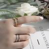 Accesorios coreanos sencillos de acero de titanio diseño para mujer sentido de alta gama mitad cadena hueco rectangular anillo de acero inoxidable venta al por mayor