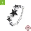 Anillo Original de Estrella de Zircón Negro Yinziyun Nicho Cielo Nocturno Estrella de Cinco Puntas Anillo de Plata de Ley S925 Joyería