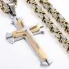 Lele Jewelry Colgante de Acero Inoxidable con Cruz Transfronteriza Europea y Americana Collar de Tres Capas Tridimensional Hip-Hop para Hombre Joyería para Hombre