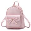 Mochila de cuero linda con lazo para mujer, mini mochila