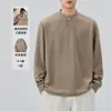 Sudadera para Hombre Waffle Cuello Henley Manga Larga Camiseta de Moda Holgada Media Botonadura Otoño Texturizada Casual Camisa Base