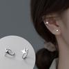 Nalan Plata Esterlina S925 Clip para Oreja Estrella de Cuatro Puntas para Mujer Simple Nicho Glasmo Agujeros para Orejas Aretes Estrella de Cuatro Puntas M00519