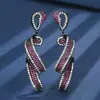 2025 Nueva Joyería Huabi Base de Cobre Chapado en Oro Corindón Rojo Simulado Diseño Oro Negro Set Venta al por Mayor