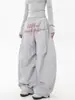 Pantalones Cargo Paracaidistas Grises Plisados Estilo Callejero Americano para Hombres y Mujeres, Diseño High Street Primavera y Otoño Pantalones de Pierna Ancha hasta el Suelo Scimitar