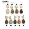 WT-E698 Pendientes de lujo para dama con incrustaciones de circonita y perla de piedras preciosas de colores, estilo moderno para el día a día.