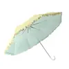 Paraguas coreano fresco y sencillo de encaje con mango pequeño curvo, plegable, doble uso para sol y lluvia, con revestimiento de color, paraguas de protección solar