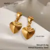 Brincos Populares Europeus e Americanos Transfronteiriços em Formato de Coração Brincos de Aço Inoxidável Banhados a Ouro 18K Luxo Acessível Brincos Versáteis Venda Direta