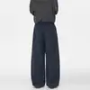 Pantalones casuales rectos holgados con bordado de espada único para hombre, estilo de alta costura moderno, color liso, estilo workwear, de pierna ancha
