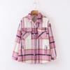 Jaqueta Camisa de Lã Transfronteiriça Casual Outono e Inverno A2255052024 Feminina Europeia e Americana Urbana Nova Xadrez Xadrez Verde