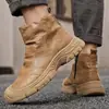 Botas de trabajo de caña alta para hombre, estilo callejero retro, modernas, adecuadas para ir al trabajo, con cremalleras laterales, antideslizantes, resistentes al desgaste y suelas gruesas, botas Martin casuales