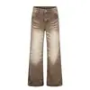 K5602 Moda de Rua Retrô Americano Jeans Flare Casual Unissex com Efeito Desgastado
