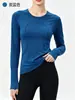 Ropa de Yoga Camiseta Deportiva sin Costuras de una Pieza de Manga Larga para Mujer Fitness Top de Secado Rápido que Ceñe la Cintura